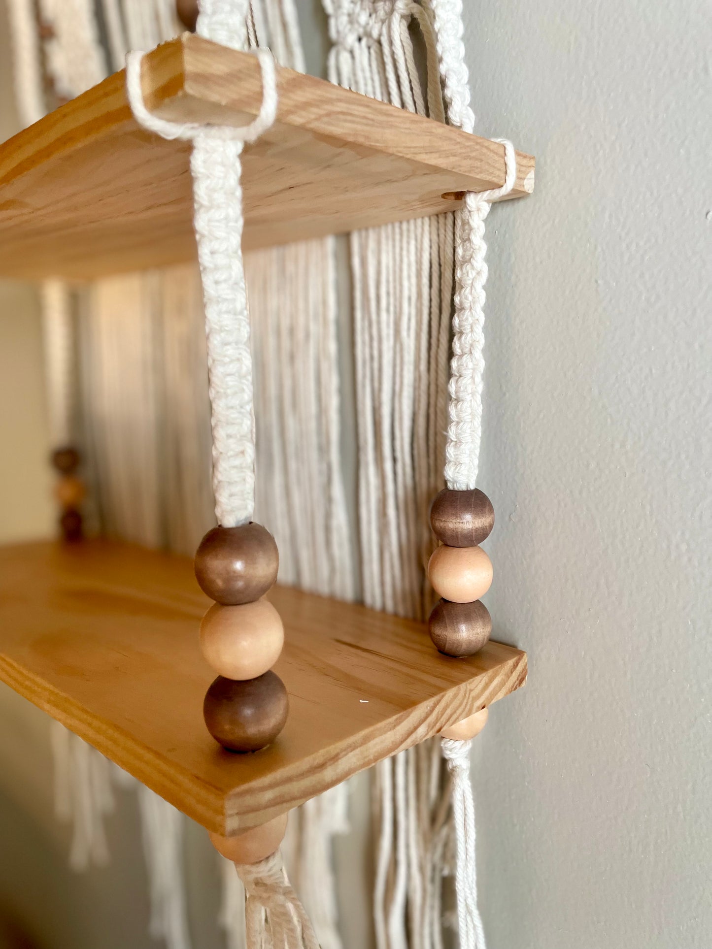 Boho Style Macrame Hanging Shelf