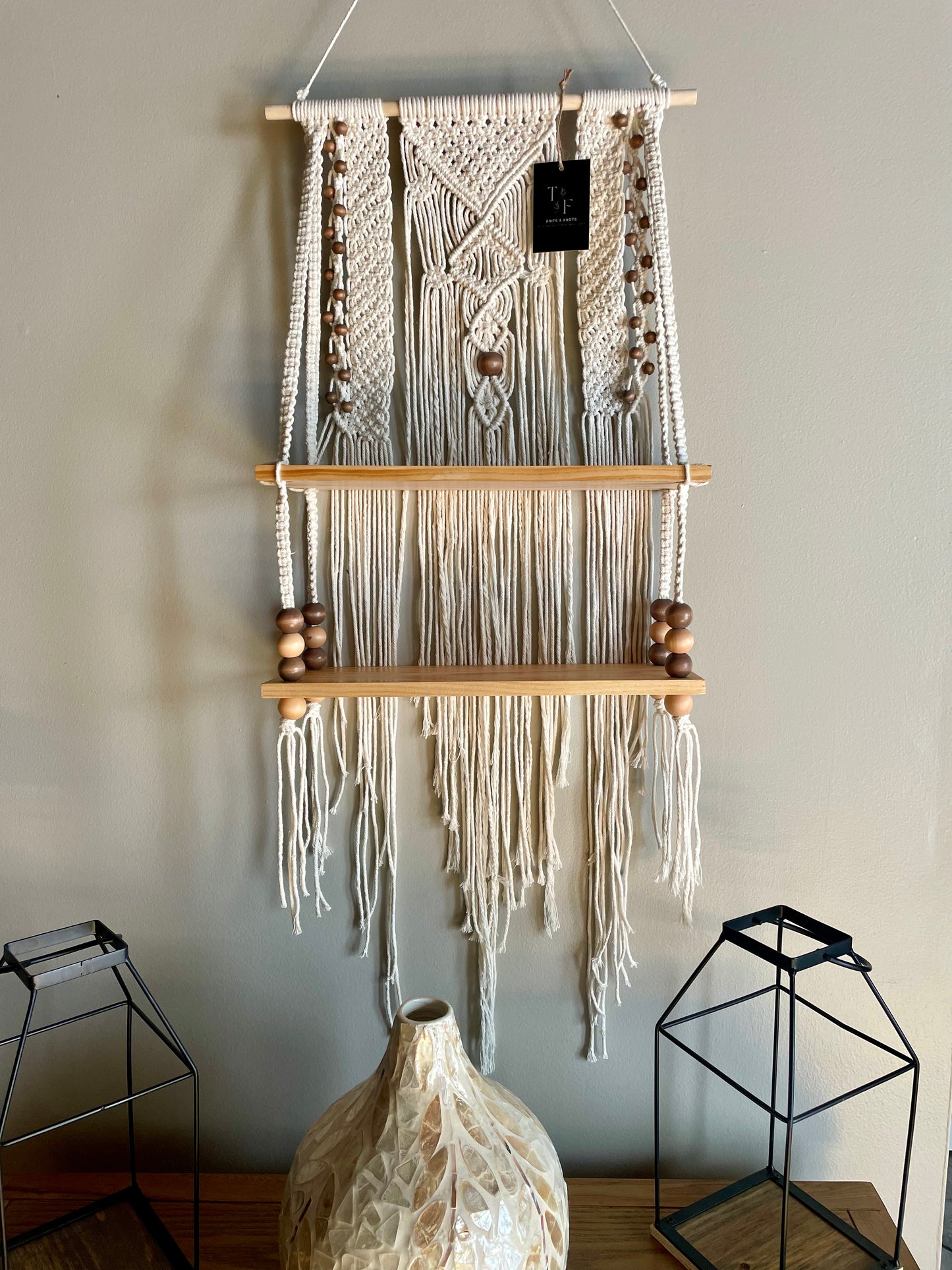 Boho Style Macrame Hanging Shelf