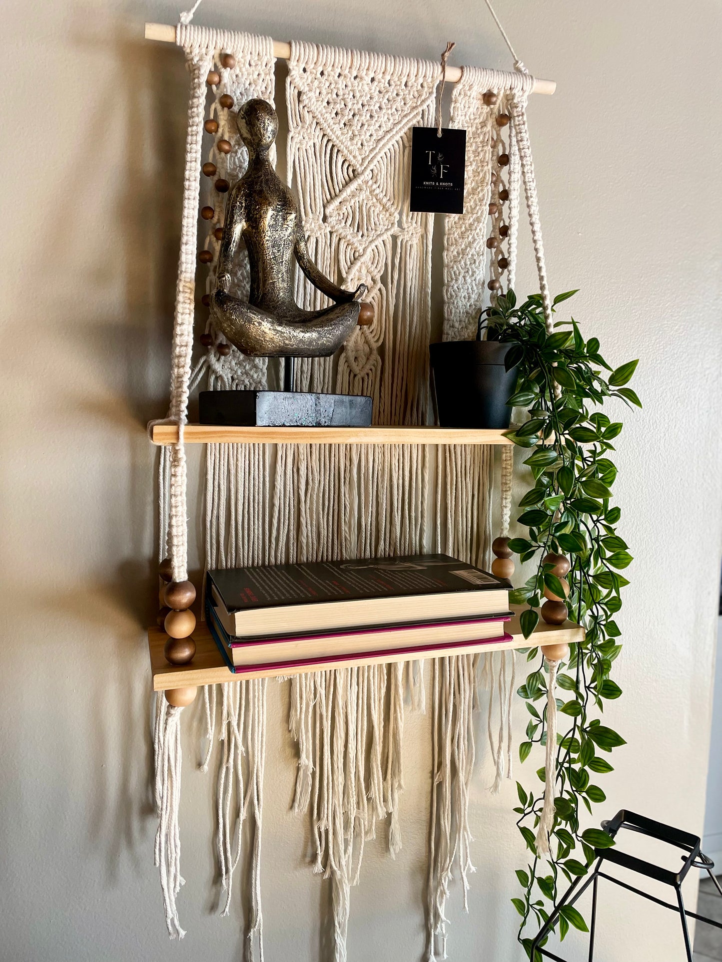 Boho Style Macrame Hanging Shelf