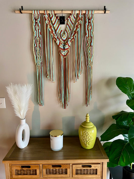 Large Handmade Multicolor Boho Style Macrame Wall Hanging