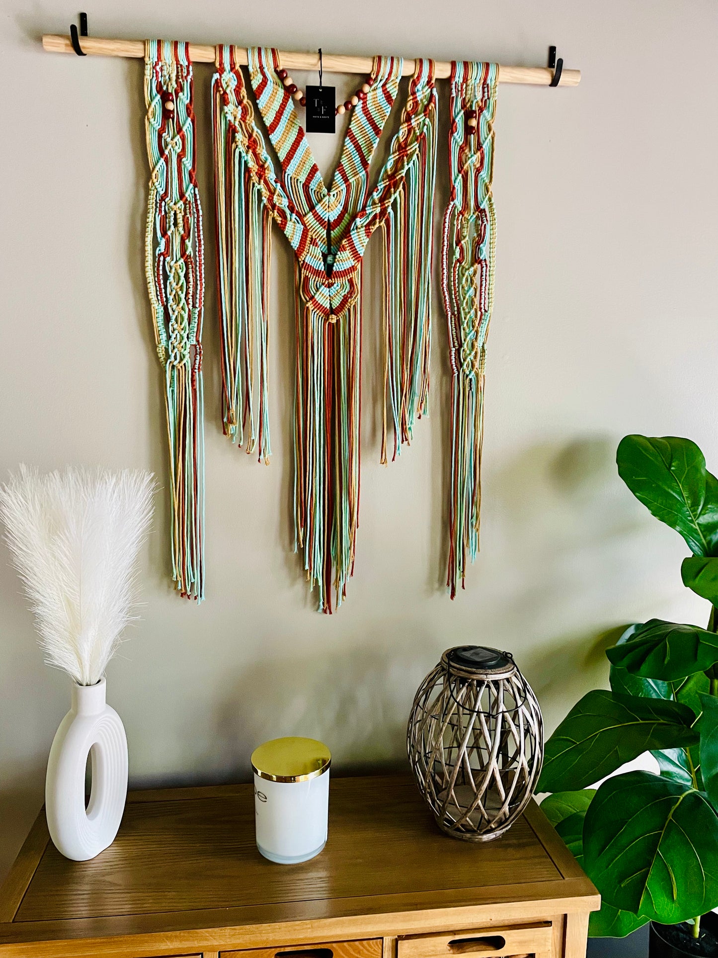 Large Handmade Multicolor Boho Style Macrame Wall Hanging