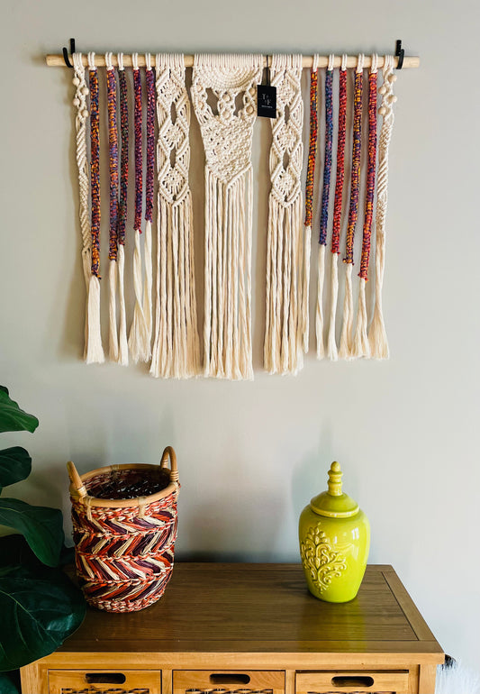 Large Handmade Multicolored Macrame Wall Hanging