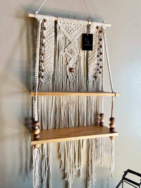 Boho Style Macrame Hanging Shelf